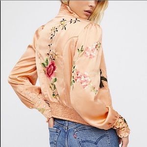 FREE PEOPLE Just Peachy Puffy Sleeve Jacket NWOT XS